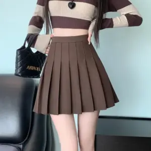 กระโปรงสั้นสีน้ำตาล มีซับใน